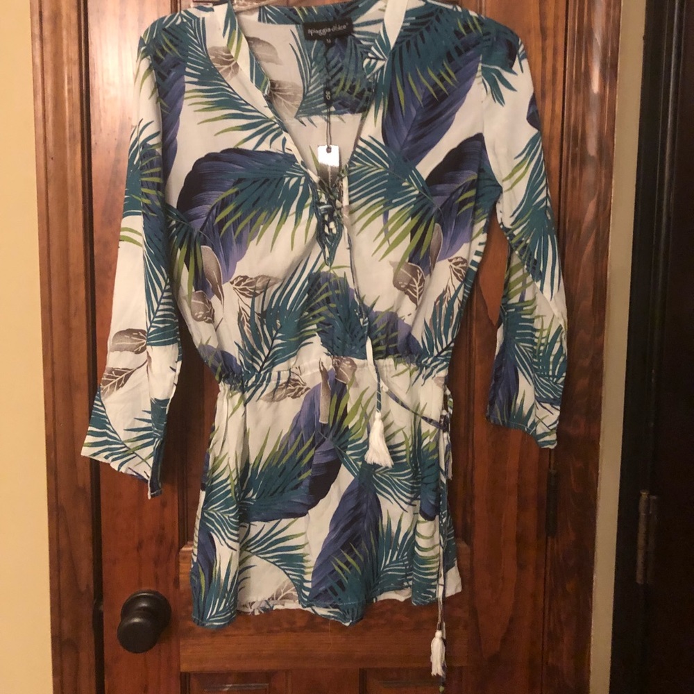 Tropical print swim cover up